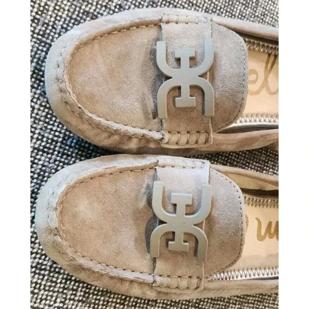 Sam Edelman Farrell Suede‎ Driving Moccasin Loafers 6.5 Gray Tan EUC